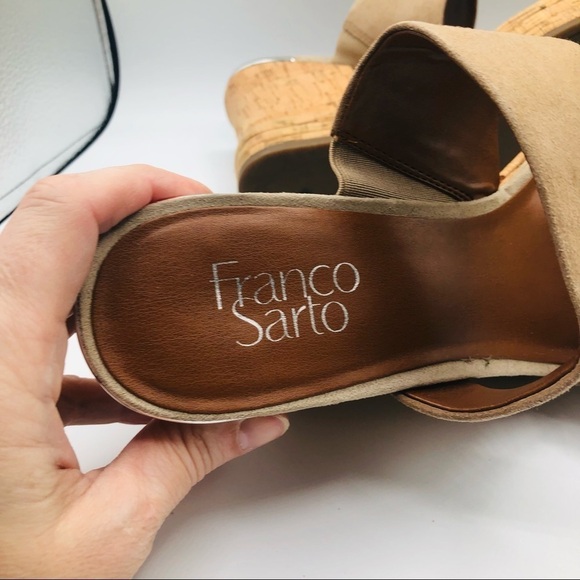 Franco Sarto‎ women’s tan suede wedge cork slip on 10M - Picture 9 of 12